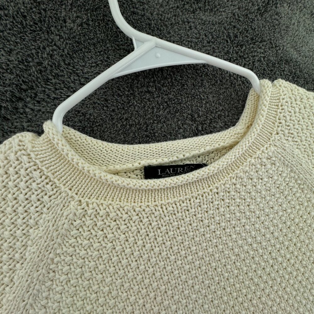 Lauren Ralph Lauren Women XL Ivory Chunky Knit Sweater Pullover Long Sleeve - Picture 6 of 10